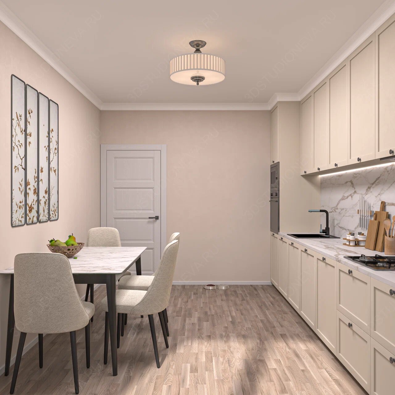 Светлая кухня с обеденной зоной (Кадр_1)